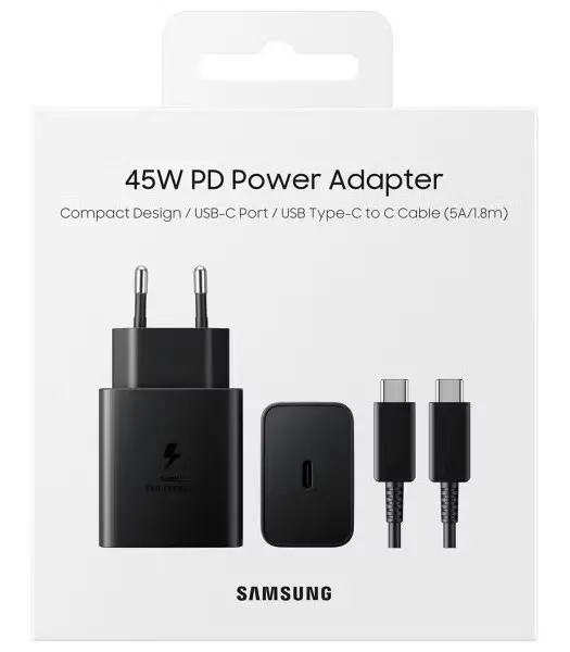 Helinex Samsung 45W Power Adapter with C-C Cable EP-T4511XBEGEU - Black